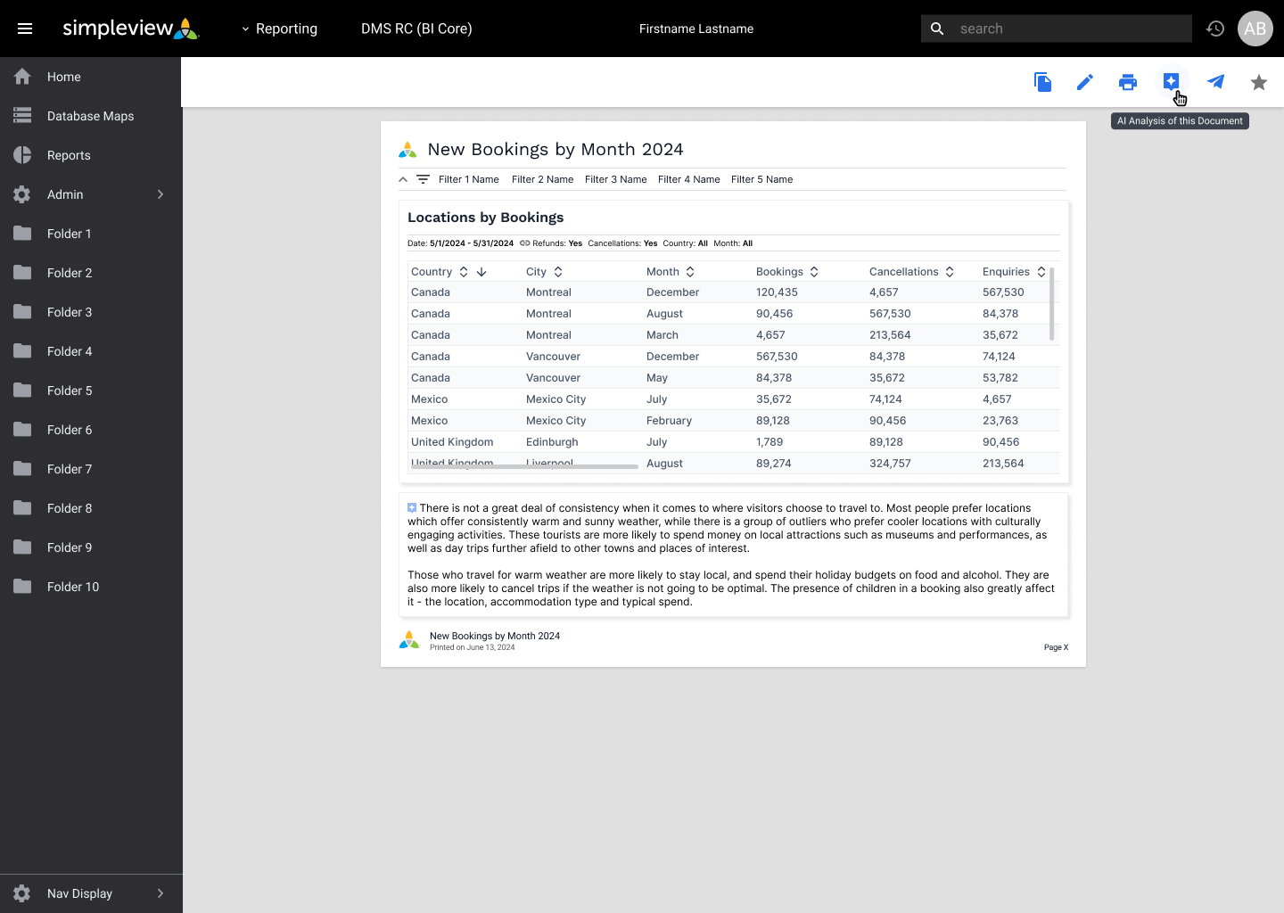 Analysis in the page viewer mode